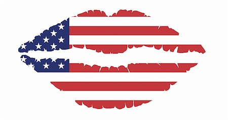 fedotishe (artist) - Striped lips of colors of the American flag isolated on white Foto de stock - Super Valor sin royalties y Suscripción, Código: 400-04455615