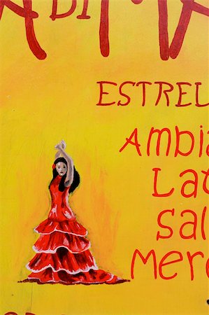 pictures of the traditional dance in spain - hand painted latin dancer on sign, corsica, mediterranean Stock Photo - Budget Royalty-Free & Subscription, Code: 400-04455686