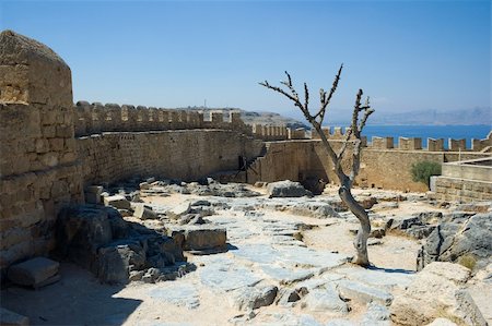 Ruins inside of the ancient Acropolis of Lindos, Rhodes, Greece Stock Photo - Budget Royalty-Free & Subscription, Code: 400-04456284