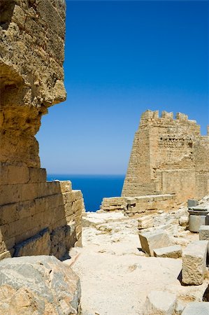 Ruins at the ancient Acropolis of Lindos, Rhodes, Greece Stock Photo - Budget Royalty-Free & Subscription, Code: 400-04456283
