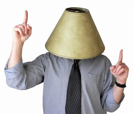 Businessman dancing around with a lampshade on his head. Taken with a Panasonic FZ30 Lumix. Stock Photo - Budget Royalty-Free & Subscription, Code: 400-04457002