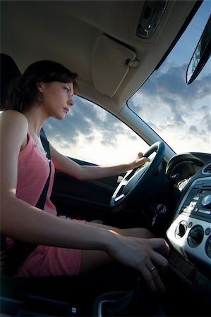 young woman driving a car Stock Photo - Budget Royalty-Free & Subscription, Code: 400-04457054