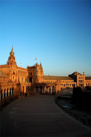 The beautiful and ancient Plaza de Espana in Seville, Andalucia, Spain Stock Photo - Budget Royalty-Free & Subscription, Code: 400-04457620