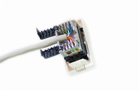 simsearch:400-05137120,k - Computer network socket patched, white background Stock Photo - Budget Royalty-Free & Subscription, Code: 400-04457778
