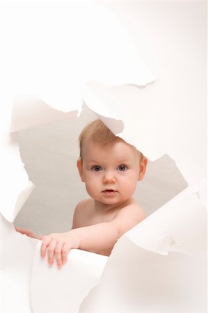 simsearch:400-04436228,k - little cute girl breaking through white paper Stock Photo - Budget Royalty-Free & Subscription, Code: 400-04458241
