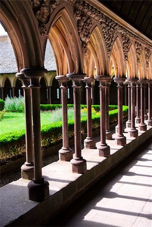 simsearch:400-05269827,k - Cloister in Mont Saint Michel abbey in France Stock Photo - Budget Royalty-Free & Subscription, Code: 400-04458651