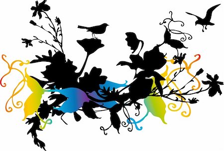 simsearch:400-04525489,k - abstract floral background with birds Stock Photo - Budget Royalty-Free & Subscription, Code: 400-04458920