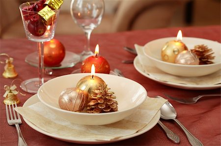 Festive table setting for Christmas Stock Photo - Budget Royalty-Free & Subscription, Code: 400-04459138