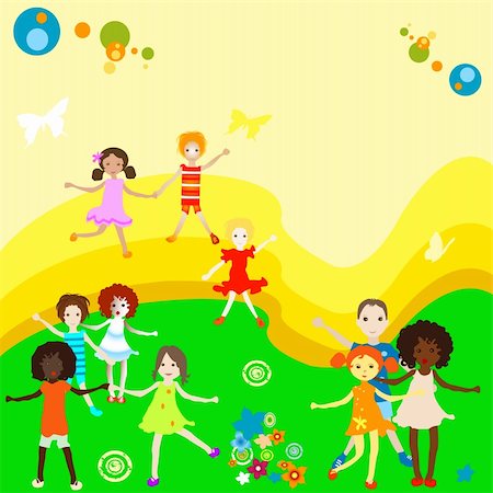Group of kids playing, abstract background, creative design Stock Photo - Budget Royalty-Free & Subscription, Code: 400-04459442