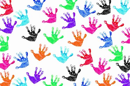 Children's Handprints in Different Colors Stock Photo - Budget Royalty-Free & Subscription, Code: 400-04459539
