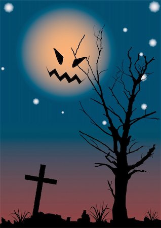 simsearch:400-05666428,k - Halloween night scene. A vector illustration. Stock Photo - Budget Royalty-Free & Subscription, Code: 400-04459588