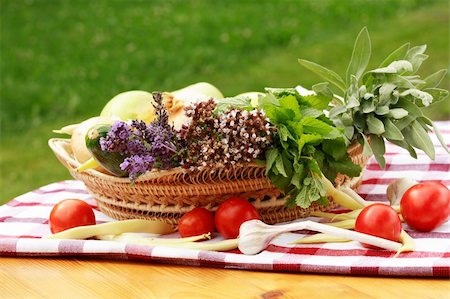 simsearch:400-07578178,k - Harvest- basket full of fruits, vegetable and herbs Stock Photo - Budget Royalty-Free & Subscription, Code: 400-04459646