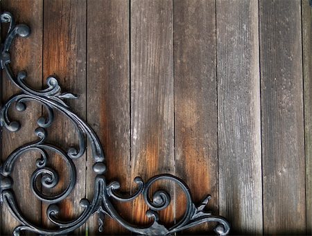 simsearch:400-07620929,k - old stained wood with wrought iron design Stock Photo - Budget Royalty-Free & Subscription, Code: 400-04459852