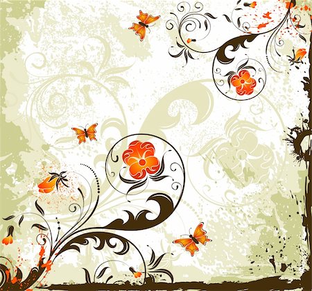 simsearch:400-04687812,k - Grunge paint flower background with butterfly, element for design, vector illustration Foto de stock - Super Valor sin royalties y Suscripción, Código: 400-04459878