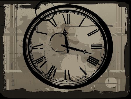 simsearch:400-04995560,k - Old clock with grunge background Stock Photo - Budget Royalty-Free & Subscription, Code: 400-04450330