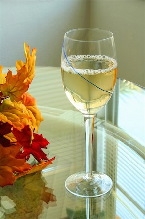 Fresh whiten wine drink and autumn leaves Stock Photo - Budget Royalty-Free & Subscription, Code: 400-04450473
