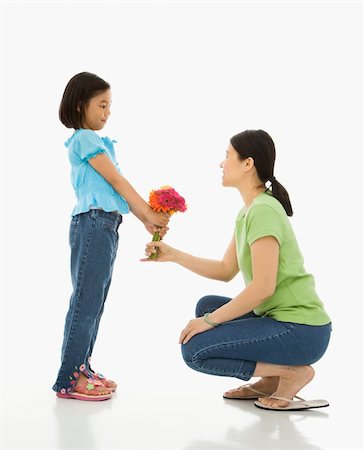 filipino family portrait - Asian girl handing bouquet of flowers to her mother. Stock Photo - Budget Royalty-Free & Subscription, Code: 400-04452264