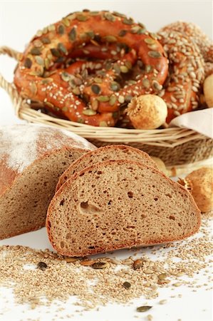 photo of people eating pretzels - Bread and pastry for breakfast Stock Photo - Budget Royalty-Free & Subscription, Code: 400-04452933