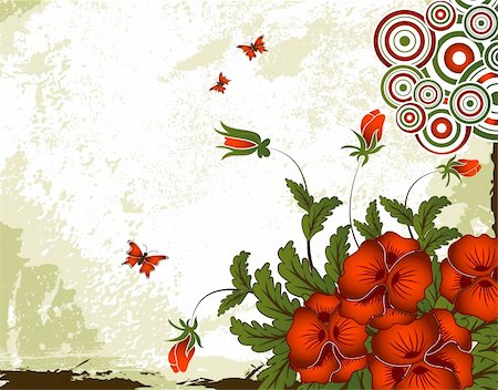 simsearch:400-04713447,k - Grunge paint flower background with butterfly, element for design, vector illustration Photographie de stock - Aubaine LD & Abonnement, Code: 400-04453240