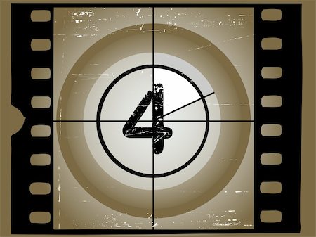 film reel picture borders - Old Scratched Film Countdown at No 4 Stock Photo - Budget Royalty-Free & Subscription, Code: 400-04453264