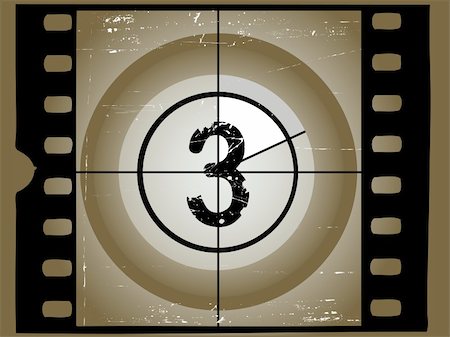 film reel picture borders - Old Scratched Film Countdown at No 3 Stock Photo - Budget Royalty-Free & Subscription, Code: 400-04453263