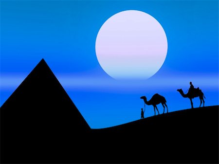 Desert landscape in the night with camels on the background Stock Photo - Budget Royalty-Free & Subscription, Code: 400-04453352