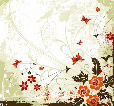 simsearch:400-04459878,k - Grunge paint flower background with butterfly, element for design, vector illustration Foto de stock - Super Valor sin royalties y Suscripción, Código: 400-04453649