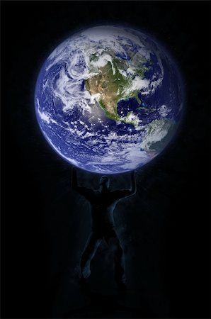 a man lifts planet earth. High resolution image. Stock Photo - Budget Royalty-Free & Subscription, Code: 400-04453728