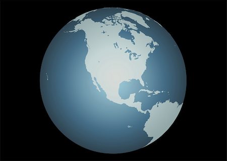 simsearch:872-06052704,k - North America (Vector). Accurate map of North America. Mapped onto a globe. Includes Canada, USA, Mexico, Hawaii, Aleutians. Includes all the large lakes Foto de stock - Super Valor sin royalties y Suscripción, Código: 400-04453849