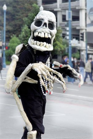 scary scream skeletons - Skeleton waking on the street Stock Photo - Budget Royalty-Free & Subscription, Code: 400-04464201