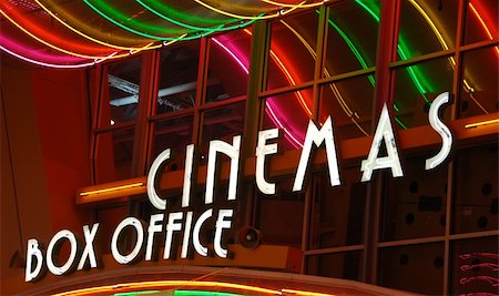 Illuminated Cinema box office sign Stock Photo - Budget Royalty-Free & Subscription, Code: 400-04464310