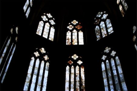 colorful alabaster windows in the cister monastery in Canas, Rioja, Spain Stock Photo - Budget Royalty-Free & Subscription, Code: 400-04464535