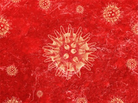 Illustration of bacteria on a red textured surface Stock Photo - Budget Royalty-Free & Subscription, Code: 400-04464738