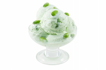 pistachio cream - A glass of pistachio gelato  isolated on white Stock Photo - Budget Royalty-Free & Subscription, Code: 400-04465049