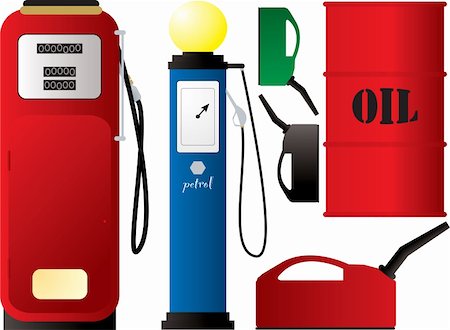 Illustration of an old fashioned petrol pump and canister Stock Photo - Budget Royalty-Free & Subscription, Code: 400-04465771