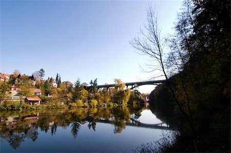 simsearch:400-05880107,k - A picturesque fall reflection of a quaint european village in Czech Photographie de stock - Aubaine LD & Abonnement, Code: 400-04466527