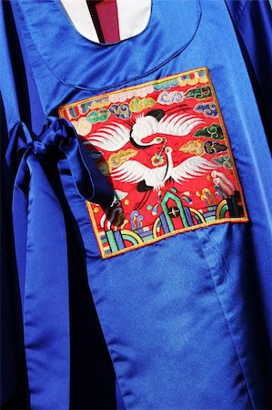 simsearch:400-06128693,k - Close-up of blue satin traditional South Korean robes - travel and tourism. Foto de stock - Super Valor sin royalties y Suscripción, Código: 400-04466618