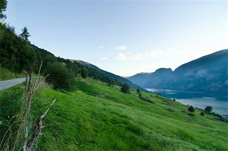 Fjord in western Norway as the sun goes down - great copyspace in the bottom area, or sky. Photographie de stock - Aubaine LD & Abonnement, Code: 400-04467473