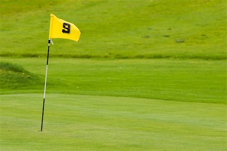 simsearch:400-03939873,k - A putting green with yellow flag. Shallow depth of field Stock Photo - Budget Royalty-Free & Subscription, Code: 400-04467934