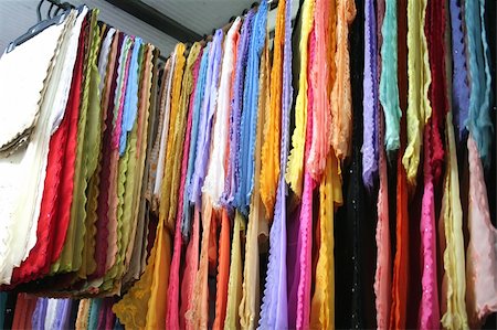 Traditional asian fabrics and clothes for sale in a shop in Malaysia Stock Photo - Budget Royalty-Free & Subscription, Code: 400-04468488