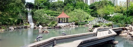 Park with a waterfall in Hong Kong Stock Photo - Budget Royalty-Free & Subscription, Code: 400-04468620