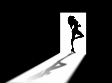 pregnant woman breast - Woman silhouette on the door and in the light Stock Photo - Budget Royalty-Free & Subscription, Code: 400-04468968