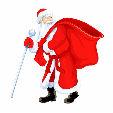 Christmas santa grandfather frost with empty sack isolated with clipping path included vector illustration Stock Photo - Budget Royalty-Free & Subscription, Code: 400-04468969