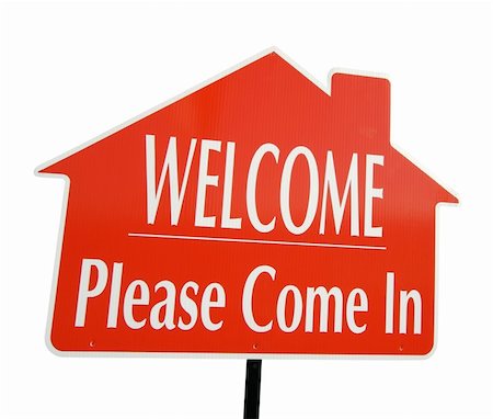 Welcome, Please Come In Real Estate Sign Isolated on White. Stock Photo - Budget Royalty-Free & Subscription, Code: 400-04469863