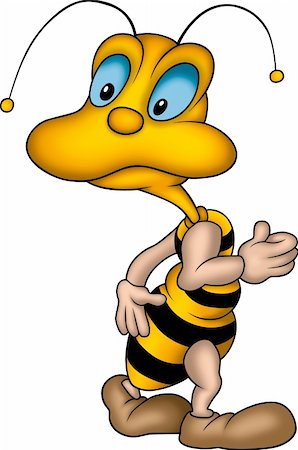 simsearch:400-03933016,k - Little Bee 08 - High detailed and coloured illustration - Walking little wasp Foto de stock - Super Valor sin royalties y Suscripción, Código: 400-04460216