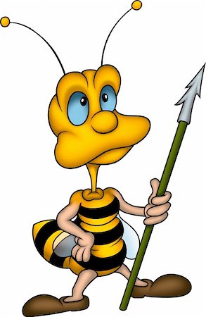 simsearch:400-03933016,k - Little Bee 11 - High detailed and coloured illustration - Wasp with spear Foto de stock - Super Valor sin royalties y Suscripción, Código: 400-04460220