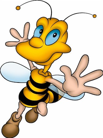 simsearch:400-03933016,k - Little Bee 13 - High detailed and coloured illustration - Happy wasp Foto de stock - Super Valor sin royalties y Suscripción, Código: 400-04460221