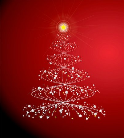 simsearch:400-04460641,k - Illustrated christmas tree with stars and a red and black background Foto de stock - Super Valor sin royalties y Suscripción, Código: 400-04460290