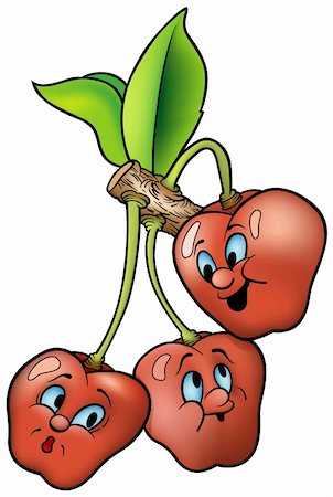 simsearch:400-08114943,k - Three Smiling Cherry - High detailed and coloured cartoon vector illustration Stock Photo - Budget Royalty-Free & Subscription, Code: 400-04461005