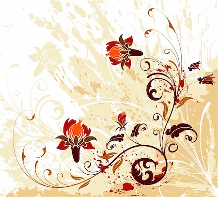 simsearch:400-04459878,k - Grunge paint flower background with splashes, element for design, vector illustration Foto de stock - Super Valor sin royalties y Suscripción, Código: 400-04461386